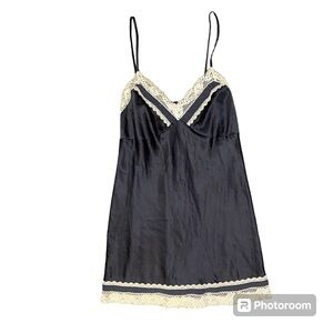 Vintage Victorias Secret Angels Night Lingerie / Gray / Ivory with Lace / Large